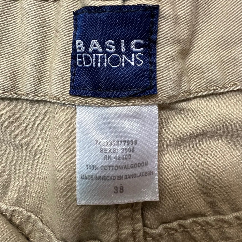 Y2K Basic Editions Cargo Shorts 38 Khaki Tan Utility Pocket Workwear 2000s‎ - Picture 6 of 7